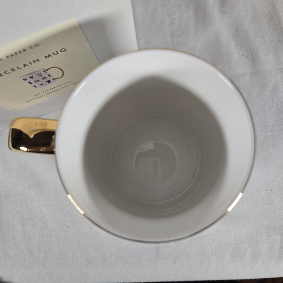 Rifle Paper Co. Porcelain Coffee Mug with Gold Handle and Dog Illustrations NIB - Picture 3 of 5